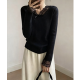 裏起毛ラメレースニット レースニット リブニット | COCOMOMO | 詳細画像10