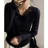 裏起毛ラメレースニット レースニット リブニット | COCOMOMO | 詳細画像11