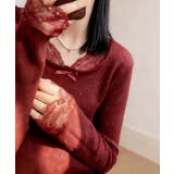 裏起毛ラメレースニット レースニット リブニット | COCOMOMO | 詳細画像5