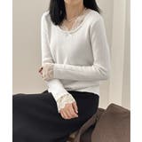 裏起毛ラメレースニット レースニット リブニット | COCOMOMO | 詳細画像8