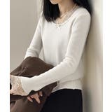 裏起毛ラメレースニット レースニット リブニット | COCOMOMO | 詳細画像9