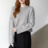 袖切り替えドロップショルダーニット オーバーサイズ ニットセーター | COCOMOMO | 詳細画像28