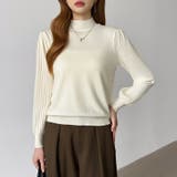 プリーツスリーブニット ボリューム袖ニット ハイネック | COCOMOMO | 詳細画像1 