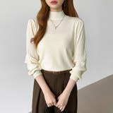 プリーツスリーブニット ボリューム袖ニット ハイネック | COCOMOMO | 詳細画像8 