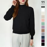 ブラック | プリーツスリーブニット ボリューム袖ニット ハイネック | COCOMOMO