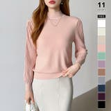 ピンク | プリーツスリーブニット ボリューム袖ニット ハイネック | COCOMOMO