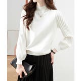 プリーツスリーブニット ボリューム袖ニット ハイネック | COCOMOMO | 詳細画像4