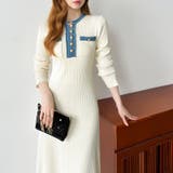 デニム切り替えニットワンピース デニムドッキング ワンピース | COCOMOMO | 詳細画像37 