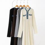 デニム切り替えニットワンピース デニムドッキング ワンピース | COCOMOMO | 詳細画像42 