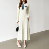 デニム切り替えニットワンピース デニムドッキング ワンピース | COCOMOMO | 詳細画像33 