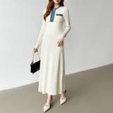 デニム切り替えニットワンピース デニムドッキング ワンピース | COCOMOMO | 詳細画像34 