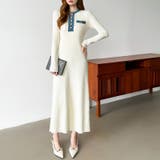 デニム切り替えニットワンピース デニムドッキング ワンピース | COCOMOMO | 詳細画像40 