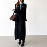 デニム切り替えニットワンピース デニムドッキング ワンピース | COCOMOMO | 詳細画像24 