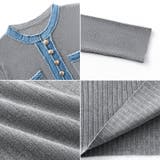 デニム切り替えニットワンピース デニムドッキング ワンピース | COCOMOMO | 詳細画像34 