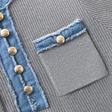 デニム切り替えニットワンピース デニムドッキング ワンピース | COCOMOMO | 詳細画像35 