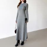 デニム切り替えニットワンピース デニムドッキング ワンピース | COCOMOMO | 詳細画像14 