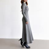 デニム切り替えニットワンピース デニムドッキング ワンピース | COCOMOMO | 詳細画像17 