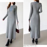 デニム切り替えニットワンピース デニムドッキング ワンピース | COCOMOMO | 詳細画像18 