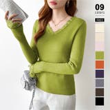 グリーン | あったか裏シャギーレースニット 裏起毛 レースニット | COCOMOMO