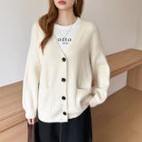 Vネックニットカーディガン カーディガン オーバーサイズ | COCOMOMO | 詳細画像12 