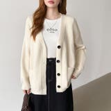 Vネックニットカーディガン カーディガン オーバーサイズ | COCOMOMO | 詳細画像3 