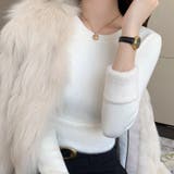 ふわふわ裏起毛で一枚であたたかい 裏起毛ニット クルーネック | COCOMOMO | 詳細画像2