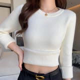 ふわふわ裏起毛で一枚であたたかい 裏起毛ニット クルーネック | COCOMOMO | 詳細画像3