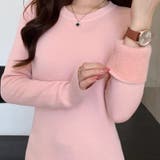 ふわふわ裏起毛で一枚であたたかい 裏起毛ニット クルーネック | COCOMOMO | 詳細画像5