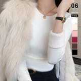 ホワイト | ふわふわ裏起毛で一枚であたたかい 裏起毛ニット クルーネック | COCOMOMO