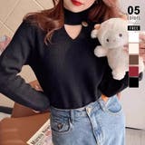 ブラック | 裏起毛カットアウトニット リブニット 裏起毛 | COCOMOMO