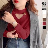 レッド | 裏起毛カットアウトニット リブニット 裏起毛 | COCOMOMO