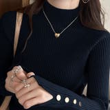 レイヤードにも使いやすいハイネックニット 袖ボタンニット リブニット | COCOMOMO | 詳細画像14