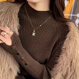 レイヤードにも使いやすいハイネックニット 袖ボタンニット リブニット | COCOMOMO | 詳細画像17