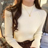 レイヤードにも使いやすいハイネックニット 袖ボタンニット リブニット | COCOMOMO | 詳細画像4