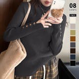 ダークグレー | レイヤードにも使いやすいハイネックニット 袖ボタンニット リブニット | COCOMOMO