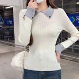 襟付きニット リブニット レイヤード風 | COCOMOMO | 詳細画像1 