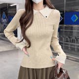 襟付きニット リブニット レイヤード風 | COCOMOMO | 詳細画像3 