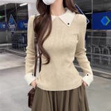 襟付きニット リブニット レイヤード風 | COCOMOMO | 詳細画像4 