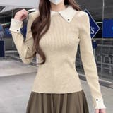 襟付きニット リブニット レイヤード風 | COCOMOMO | 詳細画像5 