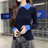 襟付きニット リブニット レイヤード風 | COCOMOMO | 詳細画像7 