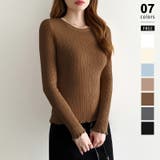 ダークブラウン | ふわふわ、あったか裏シャギー 裏起毛 メロウフリルニット | COCOMOMO