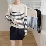 ボーダーニット クルーネック ニットセーター | COCOMOMO | 詳細画像3