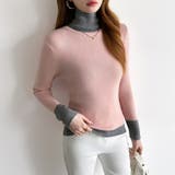 レイヤード風ニット 配色ニット タートルネック | COCOMOMO | 詳細画像2