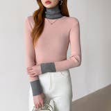 レイヤード風ニット 配色ニット タートルネック | COCOMOMO | 詳細画像4