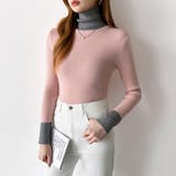 レイヤード風ニット 配色ニット タートルネック | COCOMOMO | 詳細画像8