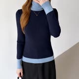 レイヤード風ニット 配色ニット タートルネック | COCOMOMO | 詳細画像11