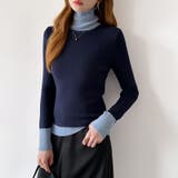 レイヤード風ニット 配色ニット タートルネック | COCOMOMO | 詳細画像12