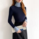 レイヤード風ニット 配色ニット タートルネック | COCOMOMO | 詳細画像14