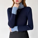 レイヤード風ニット 配色ニット タートルネック | COCOMOMO | 詳細画像15