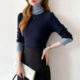 レイヤード風ニット 配色ニット タートルネック | COCOMOMO | 詳細画像17